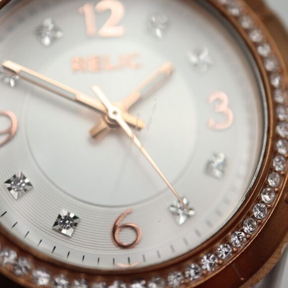 Relic by Fossil Women Watch Clear Rose Gold Tone 34mm Dial Jewel Bezel ZR11901 - Picture 10 of 16